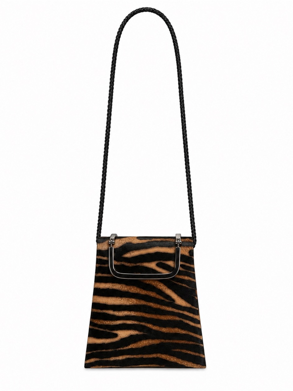 Y&S Handbags Black and Brown Zebra Print Crossbody Bag